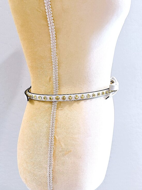 Prada Leather Belt White Gold Studs and Leather Bow Size: XS 70/28 main image 7
